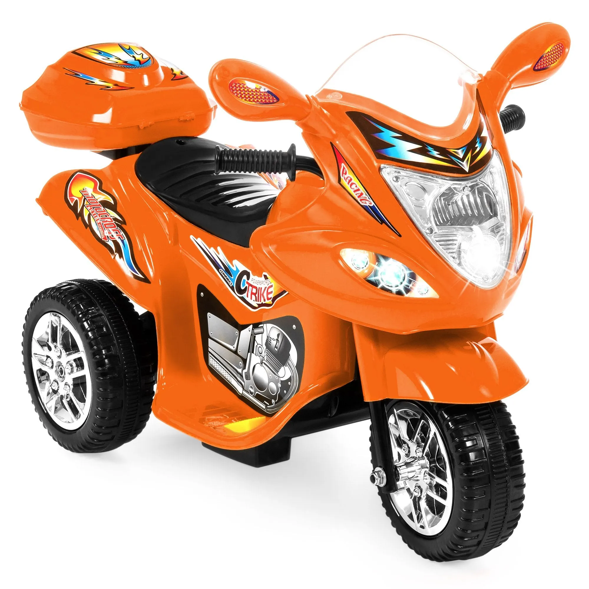 6V Kids 3-Wheel Motorcycle Ride-On Toy w/ LED Lights, Music, Storage